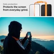 2 броя протектори за дисплей на iPhone 15 Plus от Spigen ALM Glass FC - Черни