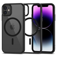 Твърд кейс с MagSafe пръстен за iPhone 11 от Tech-Protect MagMat - Прозрачен/Черен