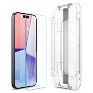 2 броя стъклени протектора за дисплей на iPhone 15 Pro Max от Spigen Glas.TR "Ez Fit" - Прозрачни