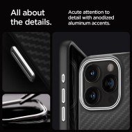 Хибриден кейс с MagSafe за iPhone 15 Pro от Spigen Enzo Aramid Mag - Черен мат