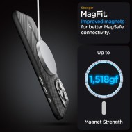 Хибриден кейс с MagSafe за iPhone 15 Pro от Spigen Enzo Aramid Mag - Черен мат