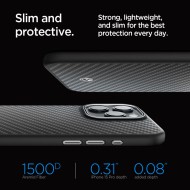 Хибриден кейс с MagSafe за iPhone 15 Pro от Spigen Enzo Aramid Mag - Черен мат