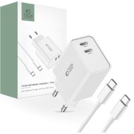 Бързо зарядно с PD 35W и USB-C кабел от Tech-Protect C35W - Бяло