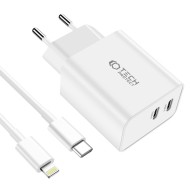Бързо зарядно с PD 35W и Lightning кабел от Tech-Protect C35W - Бяло