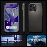 Тънък твърд кейс за iPhone 15 Pro Max от Spigen Thin Fit - Gunmetal