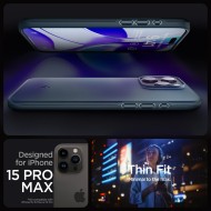 Тънък твърд кейс за iPhone 15 Pro Max от Spigen Thin Fit - Metal Slate