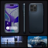 Тънък твърд кейс за iPhone 15 Pro Max от Spigen Thin Fit - Metal Slate