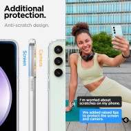 Удароустойчив, силиконов кейс за Samsung Galaxy S23 FE от Spigen Liquid Crystal - Прозрачен