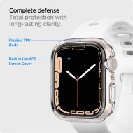 Удароустойчив кейс с протектор за Apple Watch 7/8/9 (45mm) от Spigen Ultra Hybrid - Прозрачен