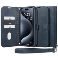 Кожен тефтер за iPhone 15 Pro от Spigen Wallet "S" Pro - Navy