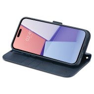 Кожен тефтер за iPhone 15 Pro от Spigen Wallet "S" Pro - Navy