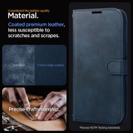 Кожен тефтер за iPhone 15 Pro от Spigen Wallet "S" Pro - Navy