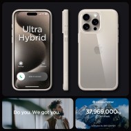Удароустойчив твърд кейс за iPhone 15 Pro от Spigen Ultra Hybrid - Natural Titanium
