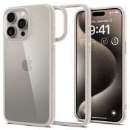 Удароустойчив твърд кейс за iPhone 15 Pro Max от Spigen Ultra Hybrid - Natural Titanium