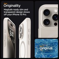 Удароустойчив кейс с MagSafe пръстен за iPhone 15 Pro от Spigen Ultra Hybrid Mag - Frost Natural Titanium