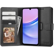 Кожен тефтер за Samsung Galaxy A15 4G / 5G от Tech-Protect Wallet - Черен