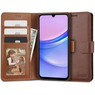 Кожен тефтер за Samsung Galaxy A15 4G / 5G от Tech-Protect Wallet - Кафяв