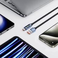Кабел за зареждане USB-A към USB-C 66W / 6A с LED-дисплей 100 см. от Tech Protect Ultraboost - Син