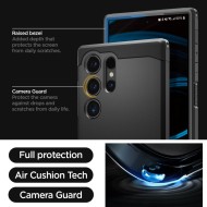 Удароустойчив, твърд кейс за Samsung Galaxy S24 Ultra от Spigen Tough Armor - Черен