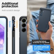 Удароустойчив, твърд кейс за Samsung Galaxy A55 5G от Spigen Tough Armor - Metal Slate
