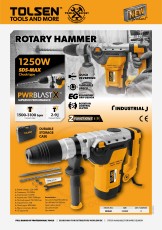 Перфоратор за бетон SDS max от Tolsen - 1250W, 9 J, Ø 40 mm в бетон, къртене