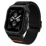 Текстилна каишка и кейс за Apple Watch 4 / 5 / 6 / 7 / 8 / 9 / SE (44/45mm) от Spigen Lite Fit Pro - Черен мат