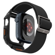 Текстилна каишка и кейс за Apple Watch 4 / 5 / 6 / 7 / 8 / 9 / SE (44/45mm) от Spigen Lite Fit Pro - Черен мат