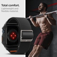 Текстилна каишка и кейс за Apple Watch 4 / 5 / 6 / 7 / 8 / 9 / SE (44/45mm) от Spigen Lite Fit Pro - Черен мат
