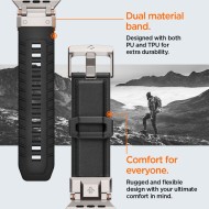 Силиконова каишка за Apple Watch  4 / 5 / 6 / 7 / 8 / 9 / SE / ULTRA 1 / 2 (42 / 44 / 45 / 49 MM) от Spigen DuraPro Armor Pu - Черна