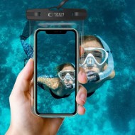 Универсален водоустойчив калъф Tech-Protect UWC7 - Черен / Оранжев