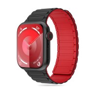 Силиконова каишка за Apple Watch 4/5/6/7/8/9/SE/Ultra 1-2 (42/44/45/49 mm) от Tech-Protect Iconband Magnetic - Черно/Червена