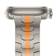 Стоманена верижка за Apple Watch 6/7/8/9/10/SE/Ultra 1-2 (44/45/46/49 mm) от Tech-Protect Stainless Line - Titanium / Orange
