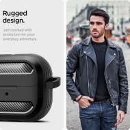 Удароустойчив силиконов калъф за Samsung Galaxy Buds 3 / 3 FE / 3 Pro от Spigen Rugged Armor - Черен мат
