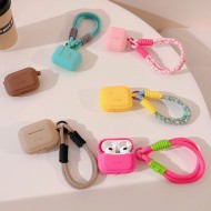 Силиконов кейс с ремък за AirPods Pro 1 / 2 от Tech Protect Silicone Rope - Cafe Latte