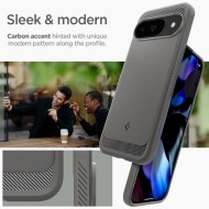 Удароустойчив кейс за Google Pixel 9 / 9 Pro от Spigen Rugged Armor - Marble Grey