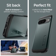 Удароустойчив, твърд кейс за Google Pixel 9 / 9 Pro от Spigen Tough Armor - Abyss Green