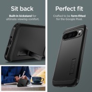 Удароустойчив, твърд кейс за Google Pixel 9 Pro XL от Spigen Tough Armor - Черен