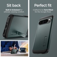 Удароустойчив, твърд кейс за Google Pixel 9 Pro XL от Spigen Tough Armor - Abyss Green