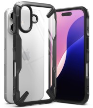Удароустойчив твърд кейс за iPhone 16 от Ringke Fusion X - Черен