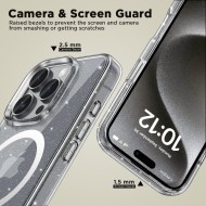 Твърд кейс с MagSafe пръстен за iPhone 16 Pro от Tech-Protect FlexAir Hybrid - Glitter