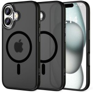 Кейс с MagSafe за iPhone 16 от Tech-Protect MagEdge - Black Matte / Gunmetal