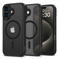 Кейс с MagSafe и защита на камерата за iPhone 16 от Tech-Protect MagCam - Matte Black