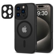 Кейс с MagSafe и защита на камерата за iPhone 16 Pro от Tech-Protect MagCam - Matte Black
