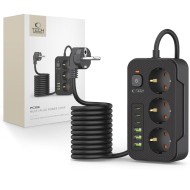 Захранващ разклонител с 6 порта и 200 см. кабел от Tech Protect PCL4x6 - Черен
