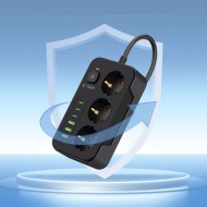 Захранващ разклонител с 6 порта и 200 см. кабел от Tech Protect PCL4x6 - Черен