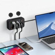 Захранващ разклонител с 6 порта и 200 см. кабел от Tech Protect PCL4x6 - Черен