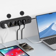Захранващ разклонител с 3 порта и 200 см. кабел от Tech Protect PCL4x3 - Черен