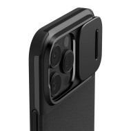 Кейс с капак за камерата за iPhone 16 Pro от Spigen Optik Armor Mag MagSafe - Черен