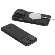 Кейс с капак за камерата за iPhone 16 Pro от Spigen Optik Armor Mag MagSafe - Черен