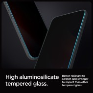 2 броя стъклени протектори за дисплей на iPhone 16 Pro от от Spigen Glas.TR "Ez Fit" - Privacy